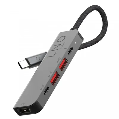LINQ byELEMENTS LQ48014 laptop-dockingstation & portreplikator Kabelgebunden USB 3.2 Gen 2 (3.1 Gen 2) Type-C Schwarz, Grau