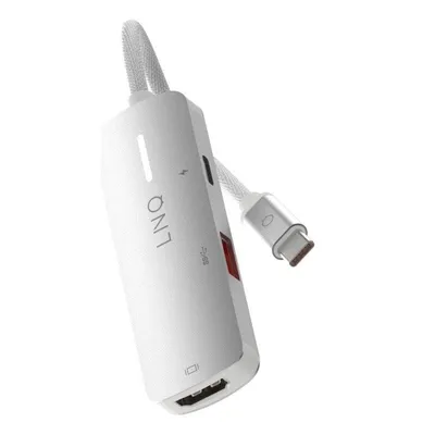 Hub USB-C Linq 3in1 HDMI 4K PD 140W USB-A Aluminium Grau-Weiß