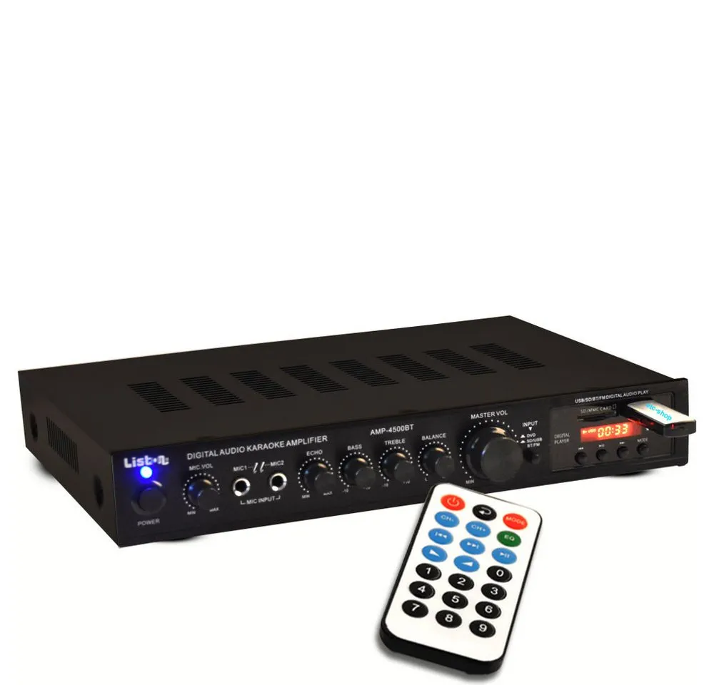 Liston12 Verstärker (Hifi Receiver Bluetooth USB SD MP3 Verstärker Fernbedienung 2x)