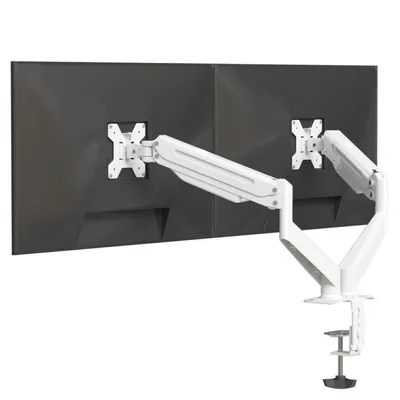 LMG Germany Monitor-Halterung Monitorhalterung für 2 Monitore bis 32 Zoll, je 10 kg, flexibel, (bis 32 Zoll, Gasfeder, VESA 75/100, 360° drehbar, Kabelmanagement, 2 Arme)