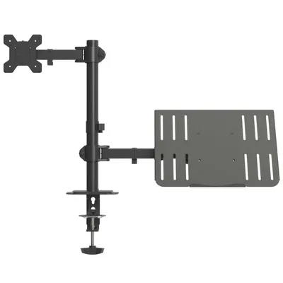 LMG Germany Monitor-Halterung Monitorhalterung mit Laptophalterung, 32 Zoll, max. 10 kg je Halterung, (bis 27 Zoll, Für Monitor & Laptop, VESA-kompatibel, 360° drehbar, höhenverstellbar)