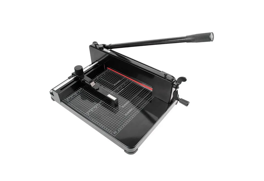 LMG Germany Papierschneidegerät Opticut 400 Stapelschneider A4, 400 Blatt, Schwere Ausführung, Robust, 400 Blatt, HSS-Messer, Softfoam-Balken, Sicherheitsgeprüft