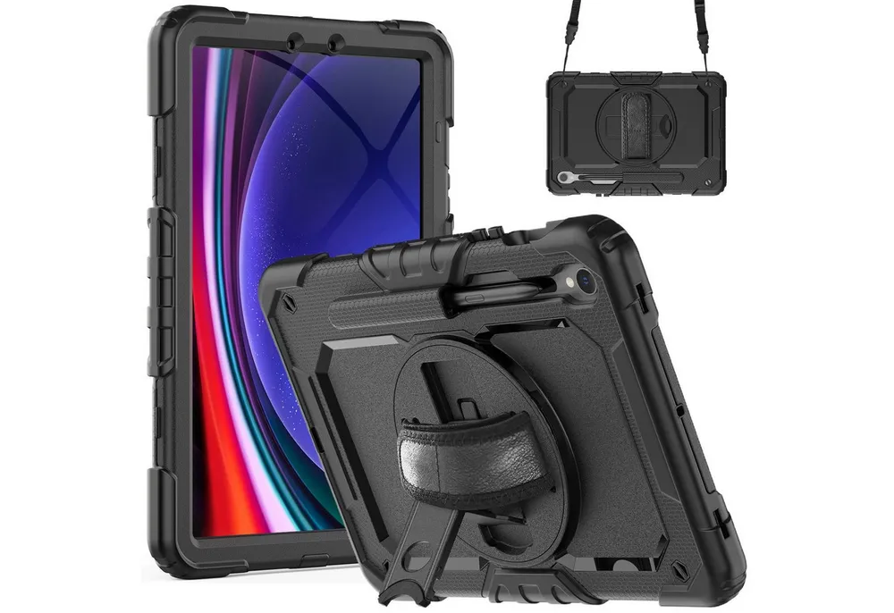 Lobwerk Tablet-Hülle Schutzhülle für Samsung Galaxy Tab S9 2023 SM-X710 Tab S9 FE SM-X510, Sturzdämpfung, Aufstellfunktion, Outdoor