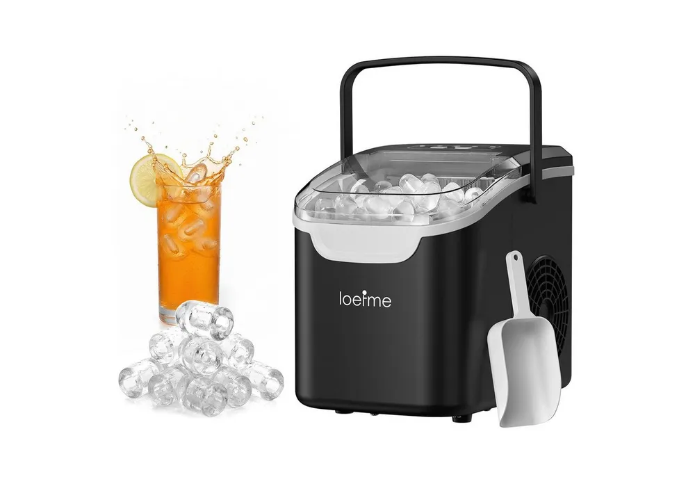 loefme Eiswürfelmaschine Tragbarer Eiswürfelbereiter, 6 Minuten Schnellproduktion, Selbstreinigung, leiser Betrieb, 12KG/24H, für Zuhause Party