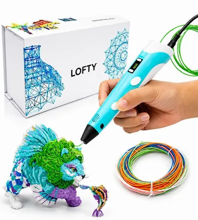 LOFTY 3D-Drucker-Stift Der 3D Stift, 3D Stift Set, Mit 15 Farben, 75m Filament, Mit Handbuch, SCRIB3D, Hochwertig, Kindergeschenk