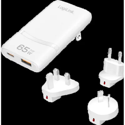 Dual-USB-GaN-Ladegerät 65W USB-C PD 3.0 USB-A QC 3.0 LogiLink