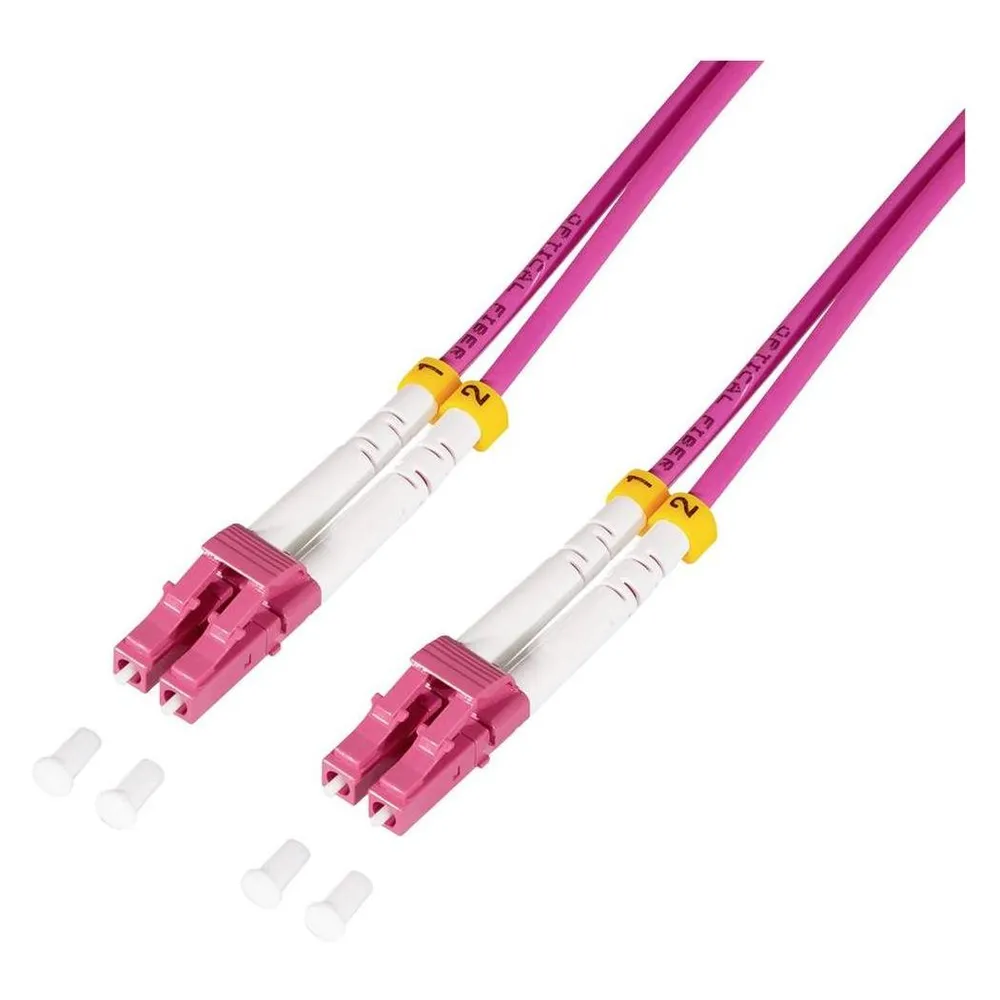LogiLink Stahlarmiertes Glasfaser-Patchkabel OM4, Duplex LC/UPC - LC/UPC, 15 m