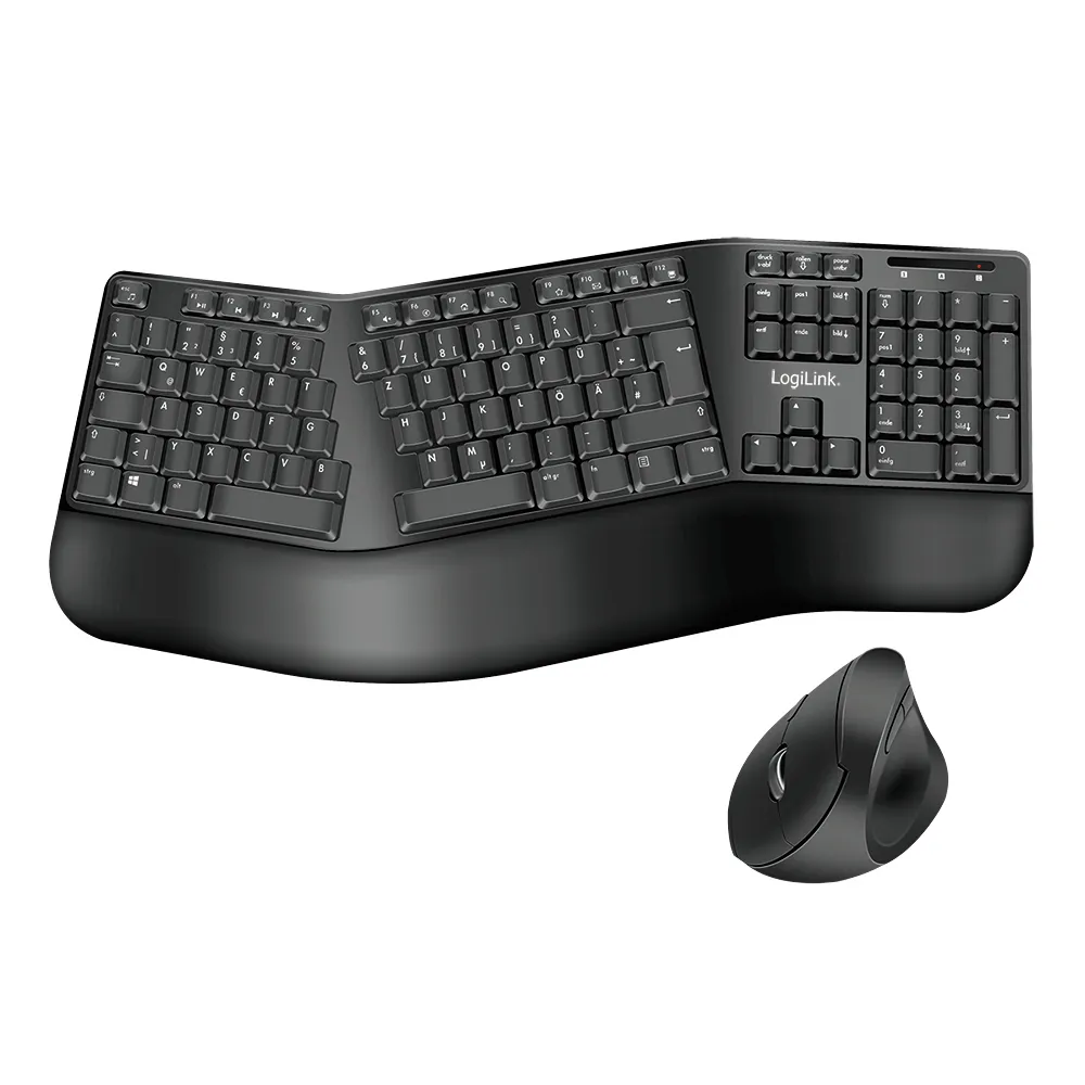 Tastatur LOGILINK ID0211 Full-Size Wireless QWERTZ mit Maus ergonomisch