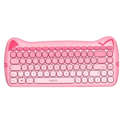 Tastatur LogiLink ID0220 Universal Membran kabellose Maus rosa QWERTZ