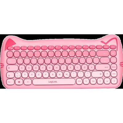 Tastatur LogiLink ID0220 Universal Membran kabellose Maus rosa QWERTZ