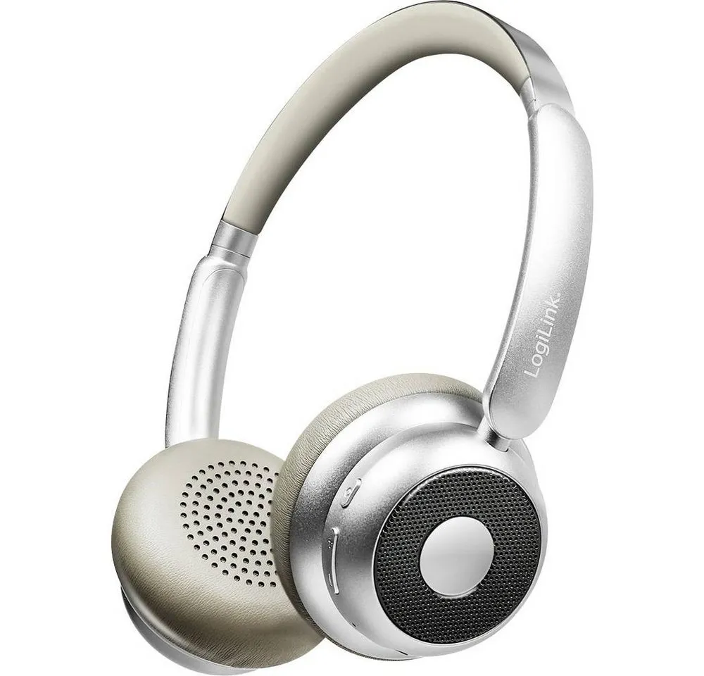 LogiLink BT0072BR Over Ear Kopfhörer Bluetooth® Silber Kopfhörer