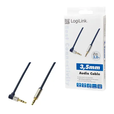 LOGILINK Klinkenkabel CA11300, 3 m, blau, abgewinkelt
