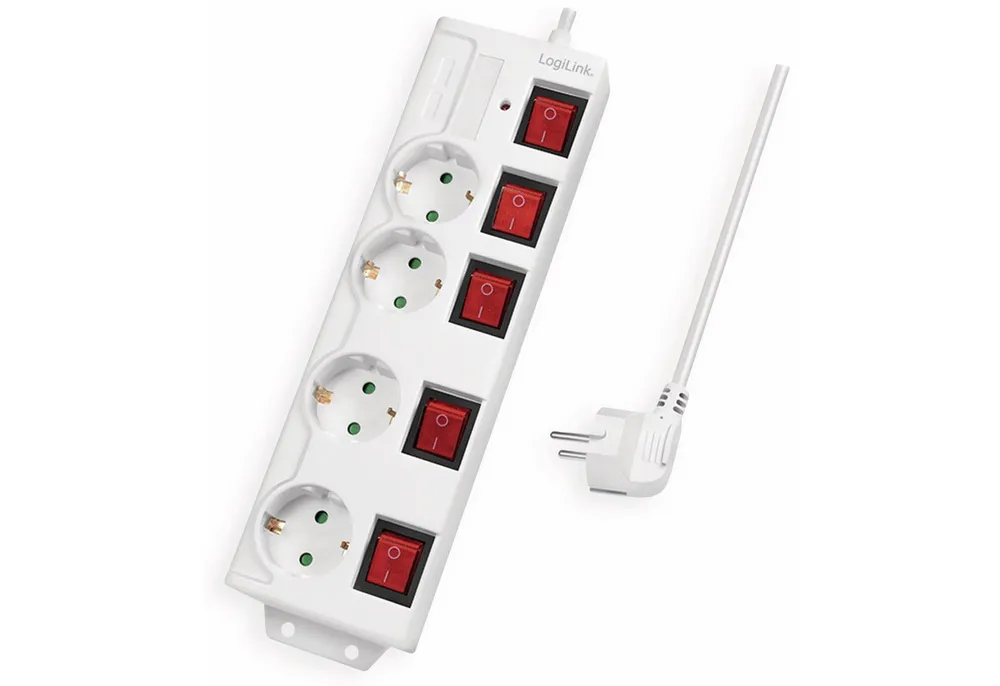 LogiLink LOGILINK Steckdosenleiste LPS252, 4-fach, weiß Mehrfachsteckdose