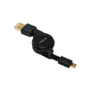 LOGILINK USB 2.0 Kabel USB-A/Micro-USB, 0,75 m, Aufrollautomatik