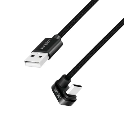 LOGILINK USB 2.0 Typ-C Kabel CU0192, USB-A, Alu, schwarz, 1 m
