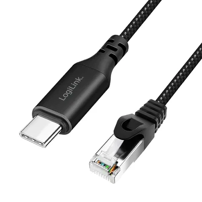 LOGILINK USB-C Ethernet-Kabel CAT6 CU0412 USB-C 3.2 auf RJ 45 2m