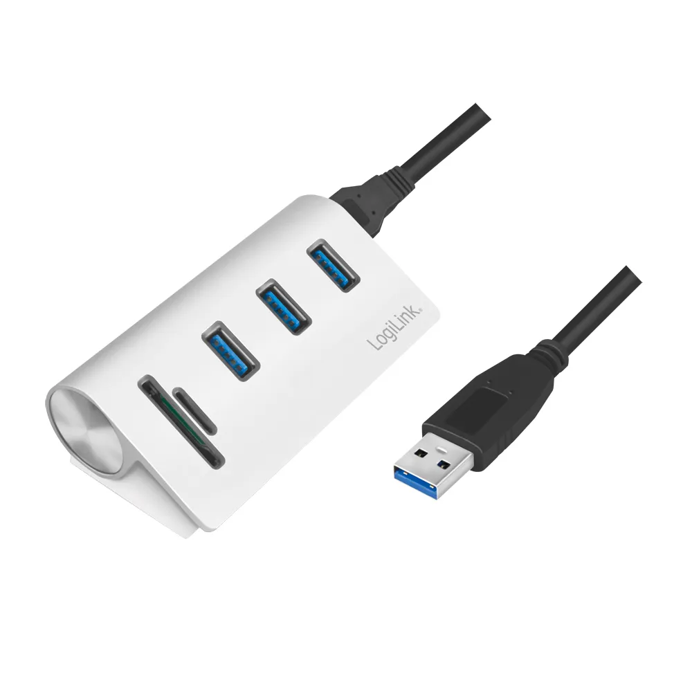 LOGILINK USB-HUB CR0045, 3x USB-A, integrierter Cardreader