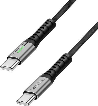 LOGILINK USB2.0 Kabel CU0421 USB-C M/USB-C M 100W Nylon Metal 0,5m schwarz