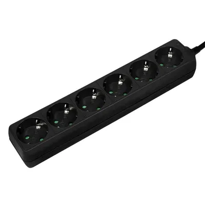 Steckdosenleiste LogiLink LPS238B 6 Steckplätze mit Schalter und 1,5 m Kabel schwarz