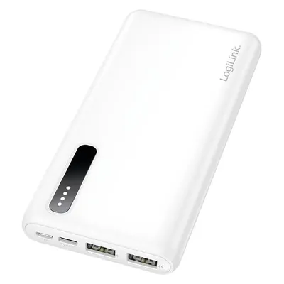 LogiLink Powerbank 8000 mAh, 2x USB-A, 2-in-1 Kabel, weiss