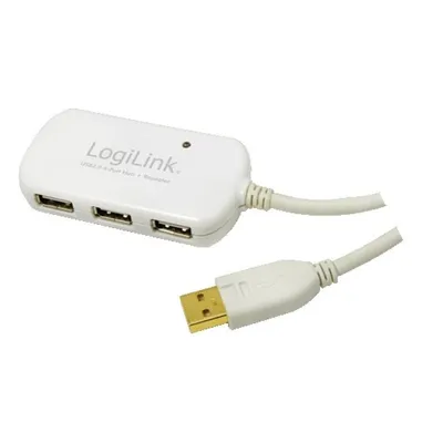 LogiLink UA0108 USB-Hub (4 USB 2.0 Ports, 12 m Netzteil, weiß)