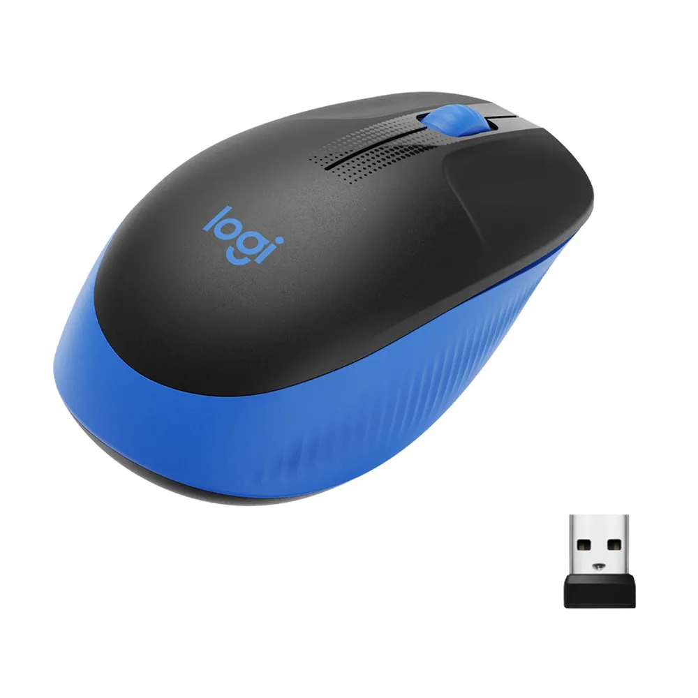 Logitech M190 Wireless Maus, Blau, Kabellos via USB-Empfänger