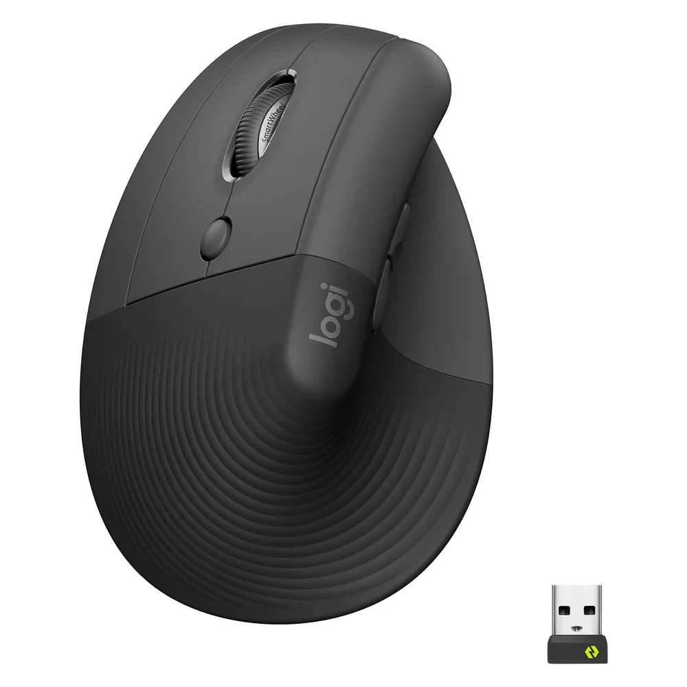 Logitech Lift Vertikale ergonomische Maus für Linkshänder Schwarz
