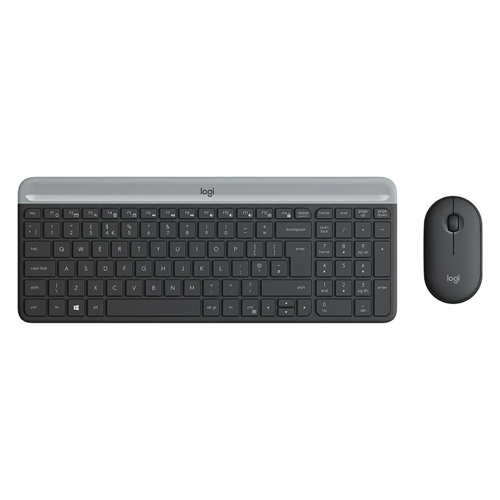 Logitech MK470 Slim kabellose Tastatur und Maus Grau QWERTZ