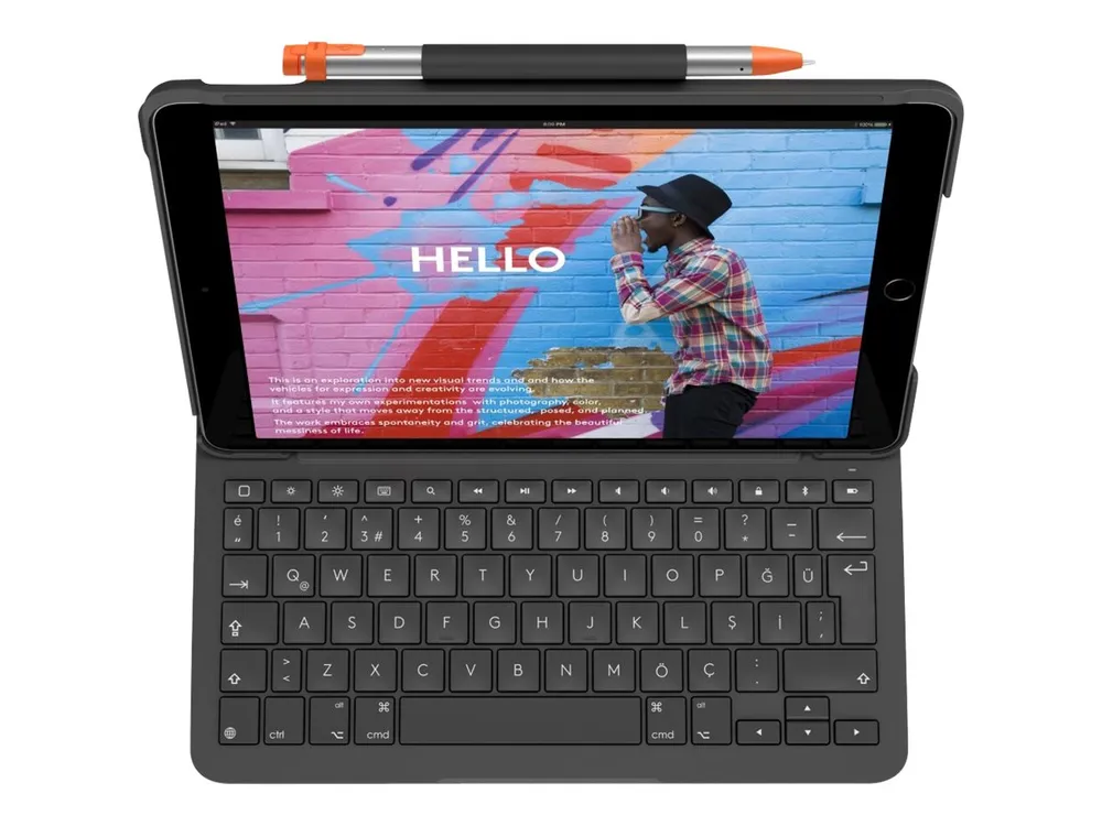 Logitech Slim Folio für iPad 10,2", Grau, Bluetooth, Schweiz