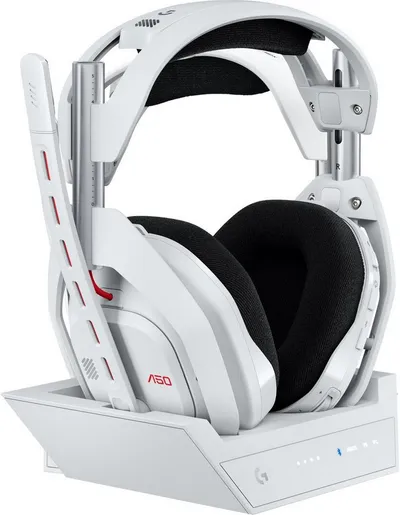 Logitech G Astro A50 LIGHTSPEED PS5 Xbox PC Kopfhörer Gaming-Headset (Bluetooth, Lautstärkeregelung, Stummschaltung, PLAYSYNC, Batteriestatusanzeige, Bluetooth, LIGHTSPEED Wireless, PLAYSYNC, Basis Station, Dolby Atmos)