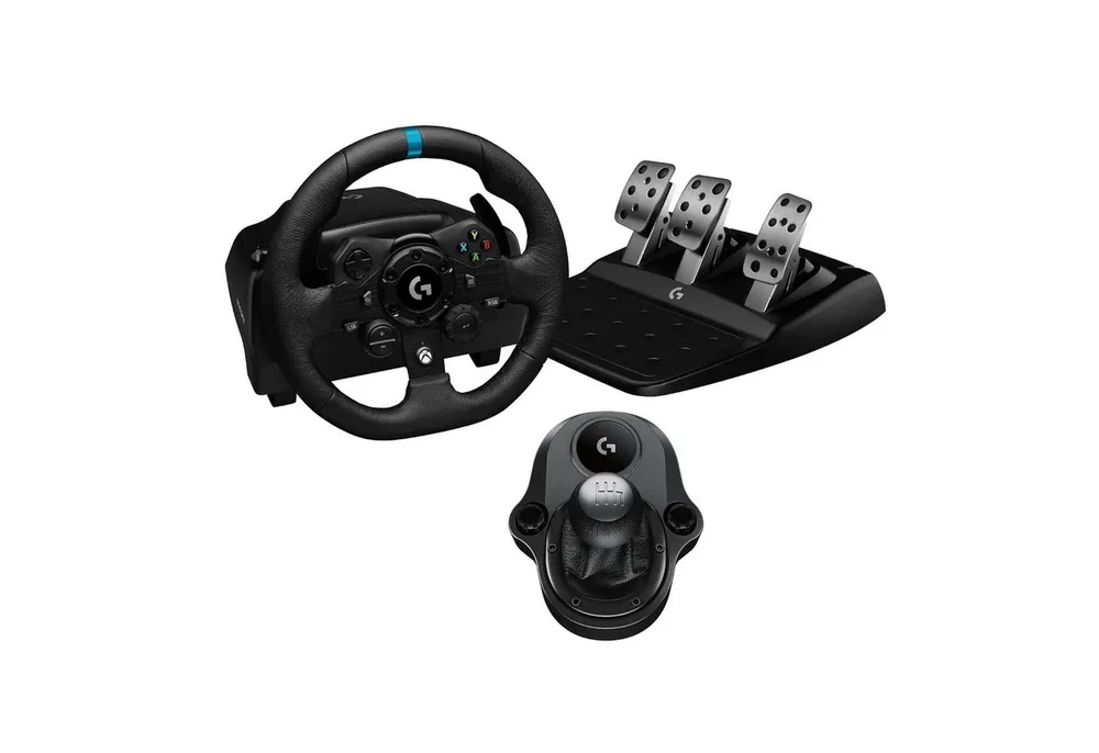 Logitech G923 Lenkrad mit Pedalen und Schaltung Xbox X, S, One PC Windows Gaming-Lenkrad (Driving Force Komplett Set mit 6 Gänge Schaltknauf Schalthebel, Rennlenkrad, Bremspedale)