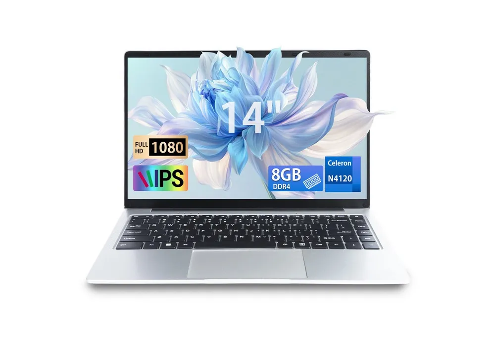 LONGEVINCE 14 Zoll Laptop, 8 GB RAM, Ultrabook Notebook (Intel, 118 GB SSD, 1920 x 1080 IPS, Celeron N4120, Windows 11)
