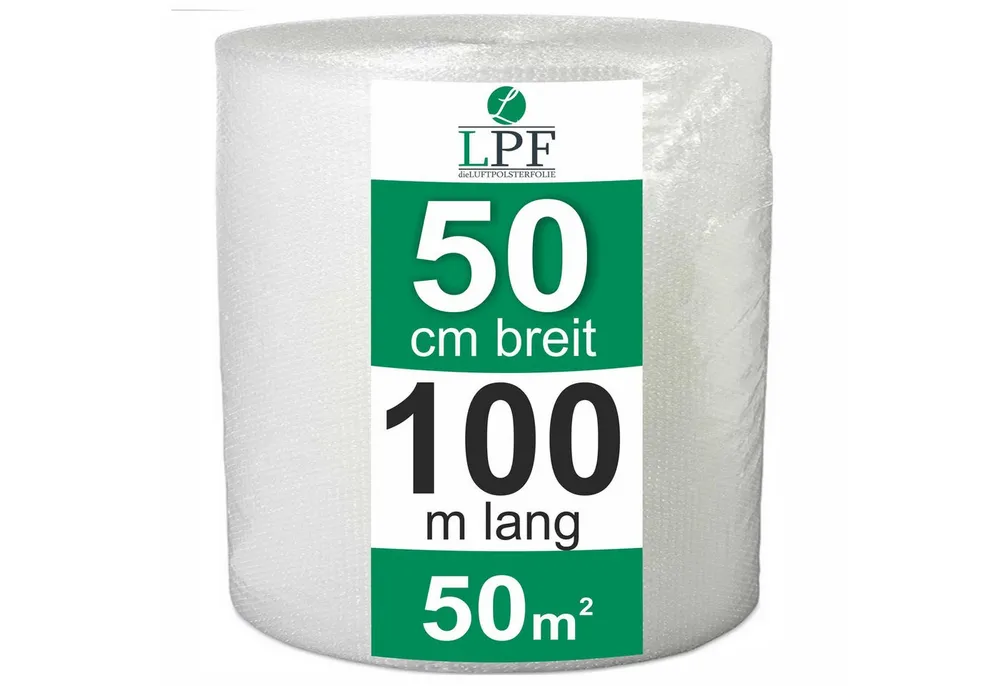 LPF dieLUFTPOLSTERFOLIE Schutzfolie Luftpolsterfolie Breite 50 cm x 100 m Blasenfolie Verpackungsfolie