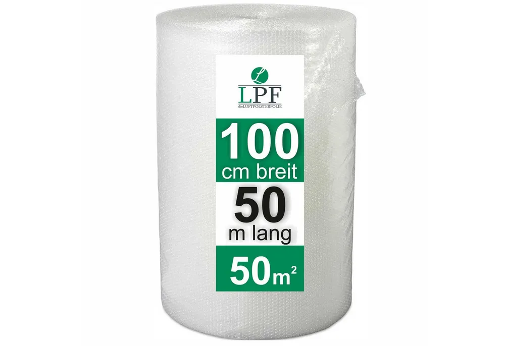 LPF dieLUFTPOLSTERFOLIE Schutzfolie Luftpolsterfolie Breite 100cm x Länge 50m Noppenfolie Verpackungsfolie