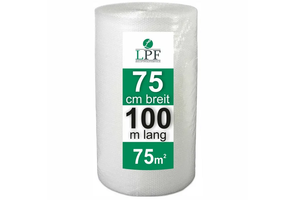 LPF dieLUFTPOLSTERFOLIE Schutzfolie Luftpolsterfolie 75 cm x 100 m Noppenfolie Verpackungsfolie