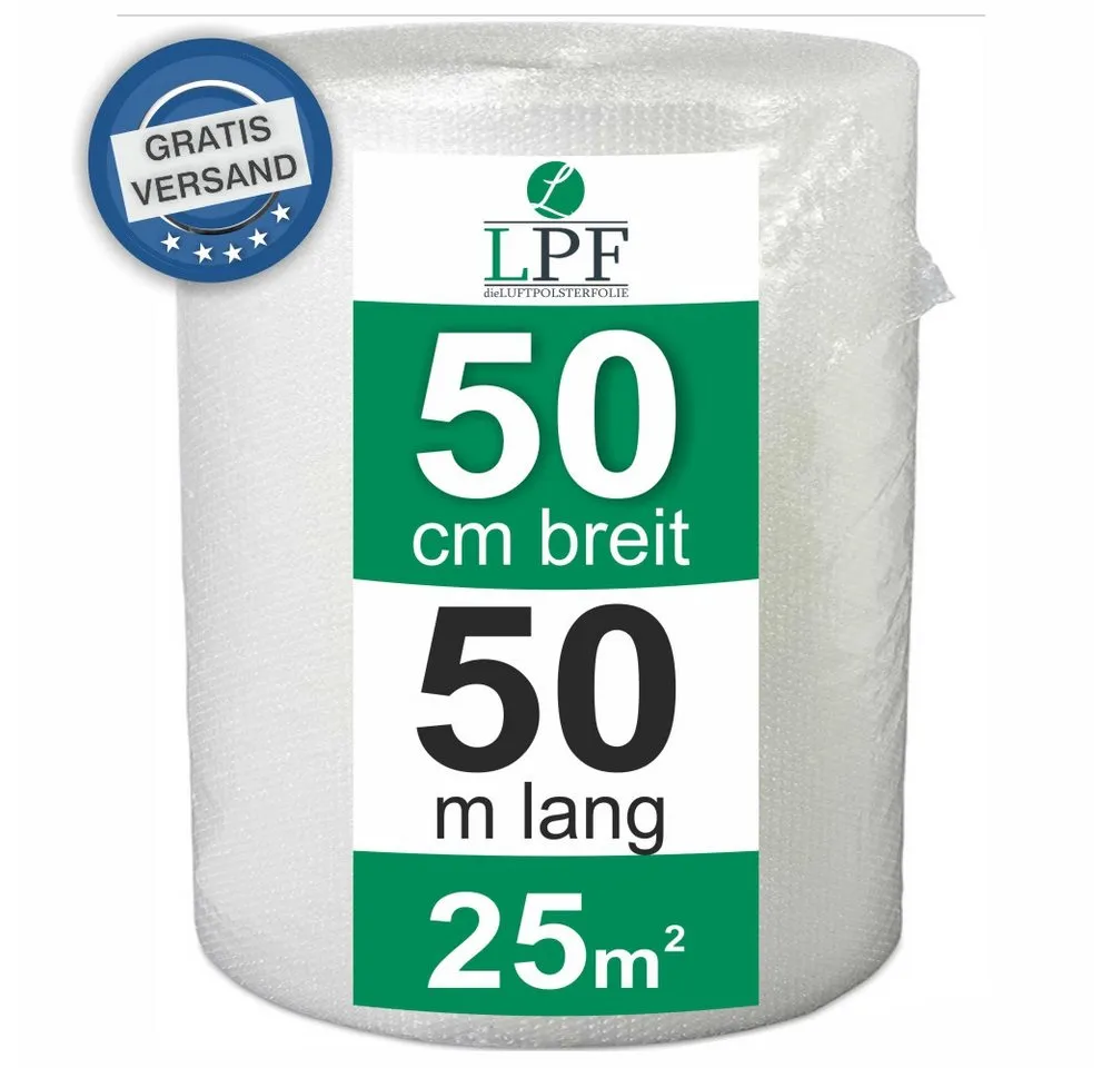LPF dieLUFTPOLSTERFOLIE Schutzfolie Luftpolsterfolie Breite 50cm x Länge 50m Blasenfolie Noppenfolie