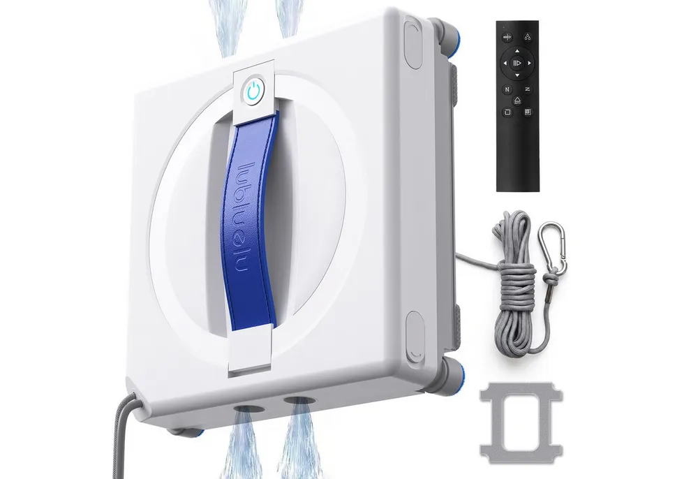 lubluelu Fensterputzroboter W100 Fensterputzroboter mit Sprühfunktion Glasreinigungsroboter 7kpa, Fernbedienung, Automatischer Glasreiniger mit Sicherheitsseil