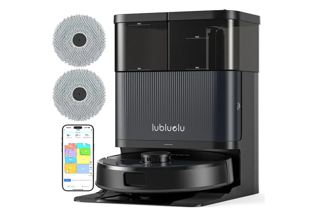 lubluelu Saugroboter mit Wischfunktion S1000, 75°C Moppwäsche 10.000Pa, 40 W, Multifunktions-Dockingstation, Selbstreinigungsfunktion, 3-Liter-Staubbeutel
