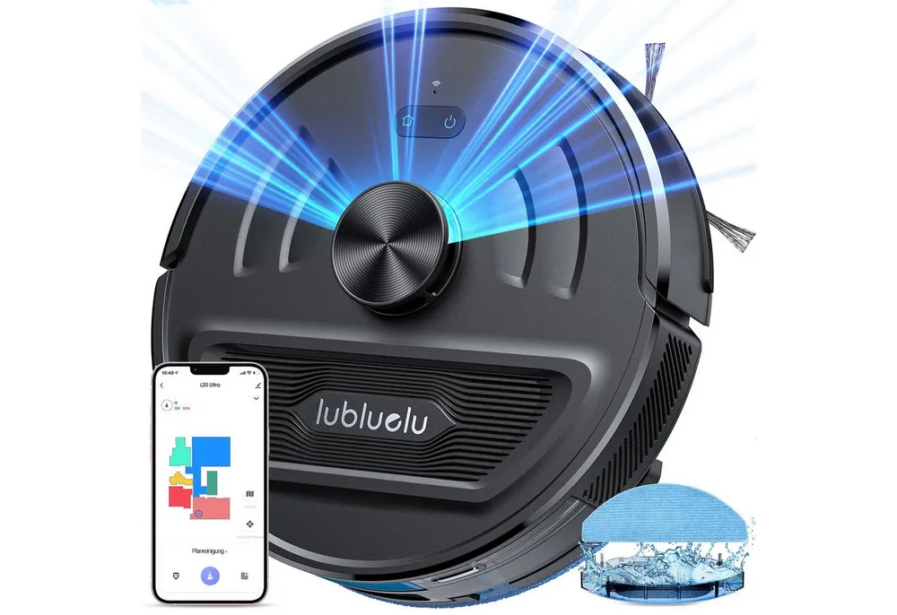 lubluelu Saugroboter Saug- und Wischroboter LiDAR Lasernavigation 5500PA (L20 Ultra), 42 W, beutellos, 120 Minuten, Breakpoint-Aufladung, Präzise Navigation