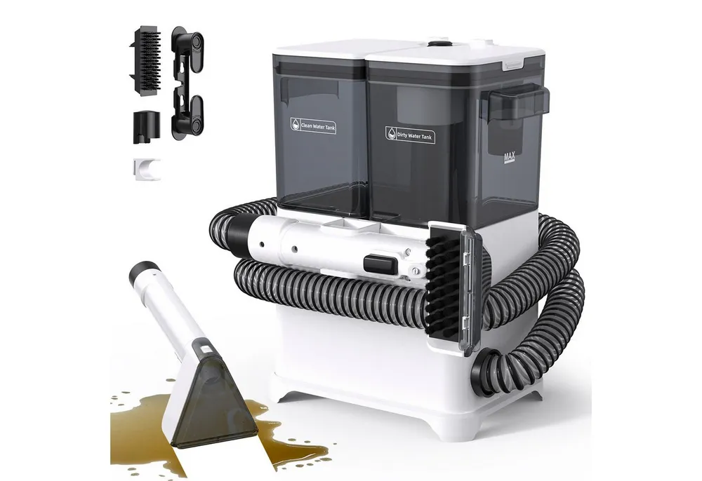 lubluelu Teppichreinigungsgerät V3 Polsterreiniger Gerät Waschsauger 12000Pa Fleckenreiniger 3in1, 450 W, beutellos, für Teppiche, Polster, Sofa, Auto, Flecken / Dual-Tank-Technologie