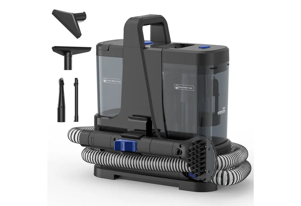 lubluelu Teppichreinigungsgerät V9 mit Dampffunktion Teppichreiniger Polsterreiniger 16500PA 3-in-1, 1250 W, beutellos, 100°C Dampf, 60°C Heißwasser, Kaltwasser-Funktion, Selbstreinigung