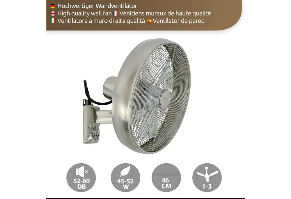 Lucci air Wandventilator Wandventilator Lucci AIR BK 410mm, 40,00 cm Durchmesser, schwenkbar, 50 Watt, 3 Geschwindigkeitsstufen