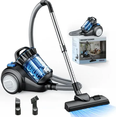 Luckice Bodenstaubsauger staubsauger beutellos, Hygiene-Filter, hohe Saugkraft, 800 W, kompakt für Hartboden/Teppich, Turbodüse, Polsterdüse, 6m langes Kabel