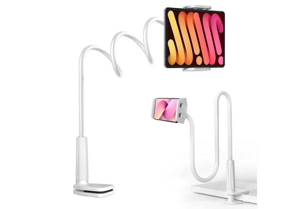 Luckice Handy-Halterung Flexibler Schwanenhals-Handyhalter Gooseneck Handyhalter, (Höhenverstellbar & 360° Drehbar – Universell für iPhone, Samsung, iPad & alle Smartphones – Stabile Klemmhalterung für Schreibtisch, Bett, Auto & Küche – Ideal für Video Calls, Streaming & Gaming)