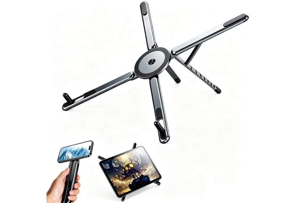 Luckice Handy-Halterung Magnet Laptopständer 3in1, höhenverstellbar & tragbar, (bis 13 Zoll, Packung, Für 4-16 Zoll Laptop/Tablet/Mobiltelefon, Magnetischer, hochbelüfteter und ergonomischer Laptop-Ständer)