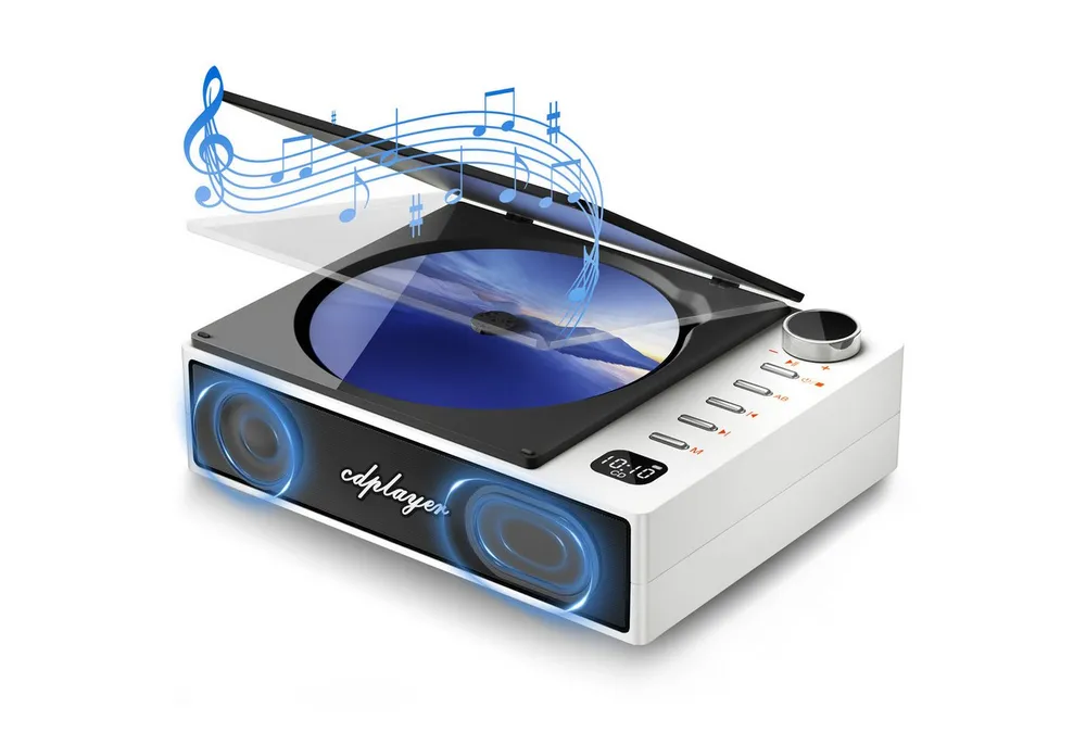 Luckice kompakter Disc-Player mit Anti-Skip tragbarer CD-Player (Bluetooth mit Lautsprecher Fernbedienung und Kopfhörer LCD Display, kompakt für Reise und unterwegs)