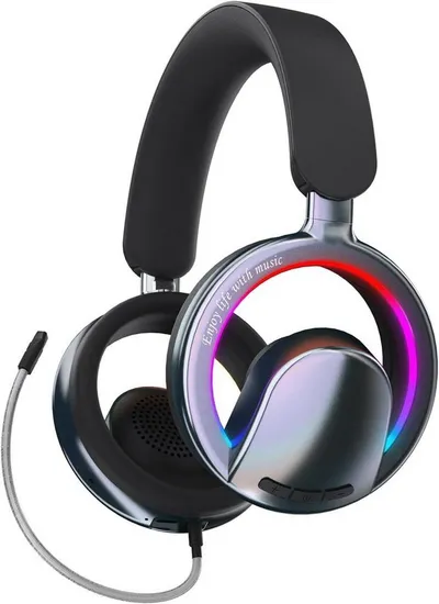 Luckice kopfhörer kabellos bluetooth Kopfhörer mit offener Rückseite Bluetooth-Kopfhörer (Ausgestattet mit einem 3,5 mm Kabel, einem Mikrofon und RGB-Beleuchtung, Leichte atmungsaktive Over-Ear-Kopfhörer für PC, Switch, Xbox, PS4&PS5)