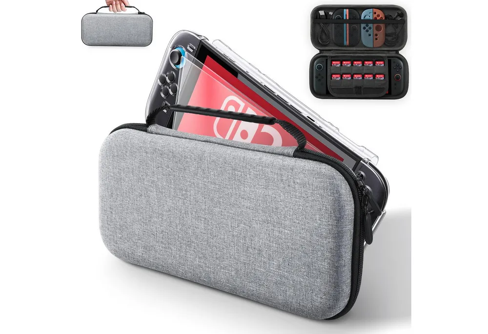 Luckice Schutzfolie 5-in-1 Switch 2 Tasche Kompatibel, (mit Nintendo Switch 2 Zubehör (2025) Komplettpaket mit 1x Tragetasche, 2x Display-Schutzfolien, 1x Konsolen-Schutzhülle,1xPC-Rückenschale für die Switch 2, 5-St)
