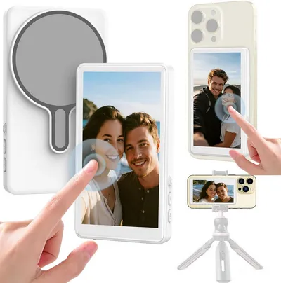 Luckice Selfie-Stick Handy-Vlog-Selfie-Monitor-Bildschirm, 1080P kabellose Aufnahme, Bluetooth Rückkamera, für Selfie-Vlog-Live-Übertragung