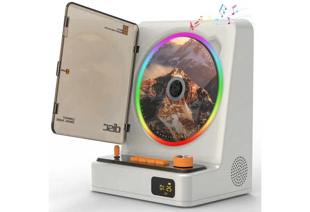 Luckice Wiederaufladbarer CD-Player mit Bluetooth HiFi-Lautsprechern tragbarer CD-Player (Fernbedienung, USB/3,5 mm Anschluss, für Zuhause, Büro & Auto)